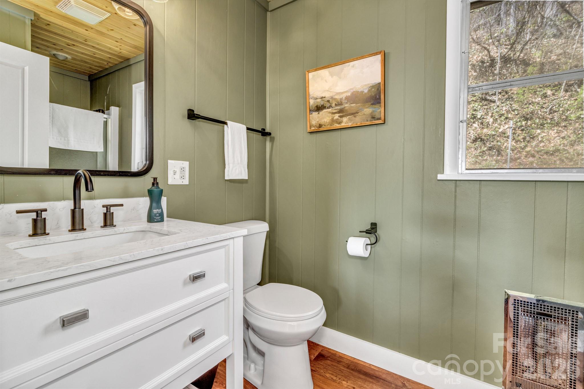 80 Hidden Falls Road Maggie Valley, NC 28751 - Photo 28 of 47 a bathroom with a sink a toilet and mirror
