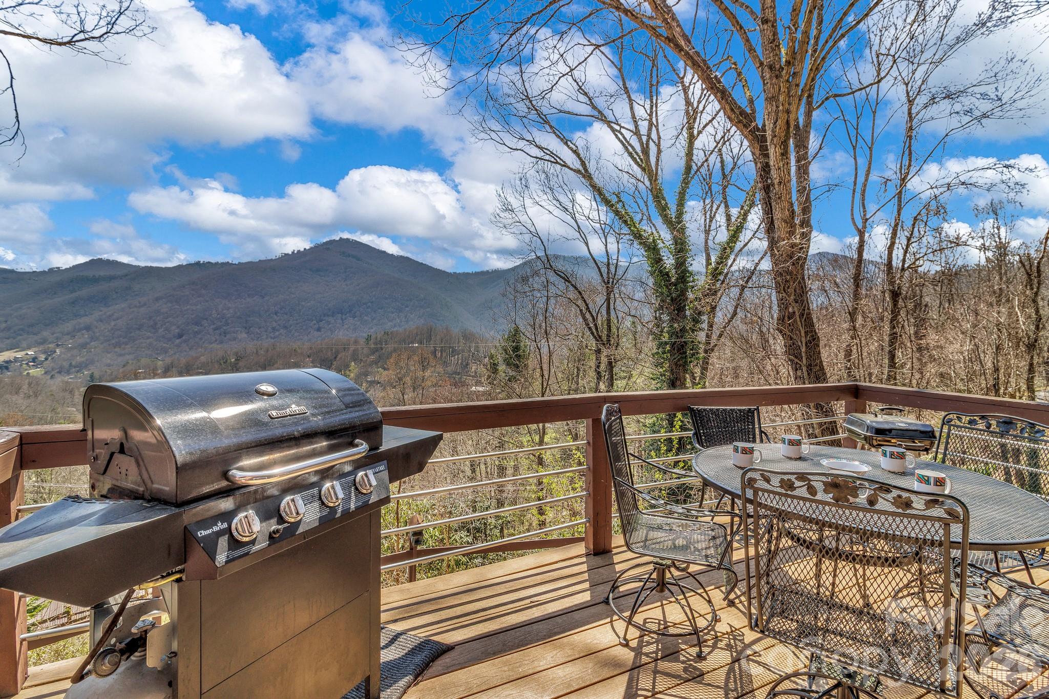 80 Hidden Falls Road Maggie Valley, NC 28751 - Photo 35 of 47 a balcony with wooden floor table and chairs