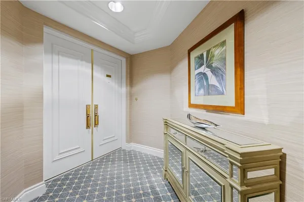 a view of a hallway with a elevator