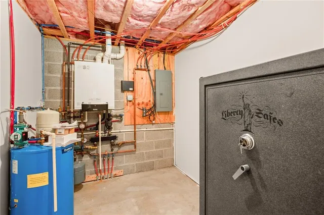 a view of a living room and bathroom