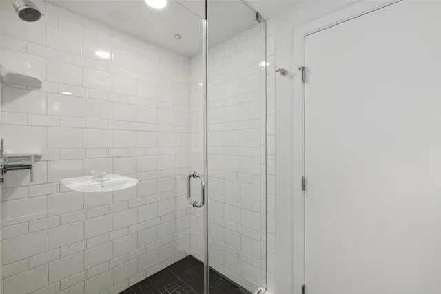 a bathroom with a shower