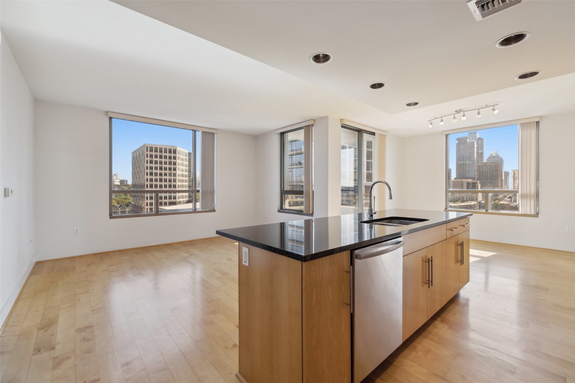 300 Bowie Street, Unit 1101 Austin, TX 78703 - Photo 5 of 40 a kitchen with stainless steel appliances granite countertop a granite counter tops and a window