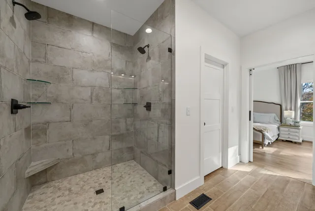 a bathroom with a shower