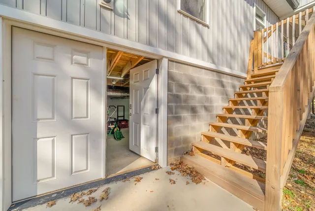 a view of wooden door