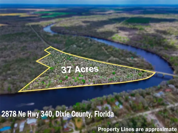 a view of a green field with trees in the background