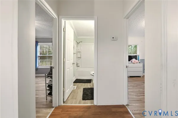 a view of a bedroom from hallway