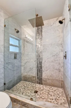 a bathroom with a shower