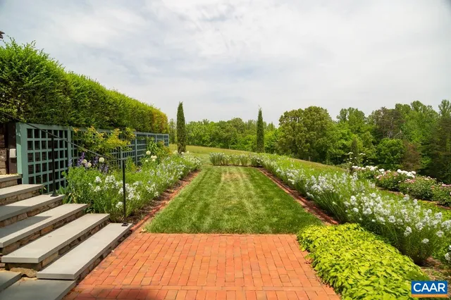 a backyard of a house with lots of green space
