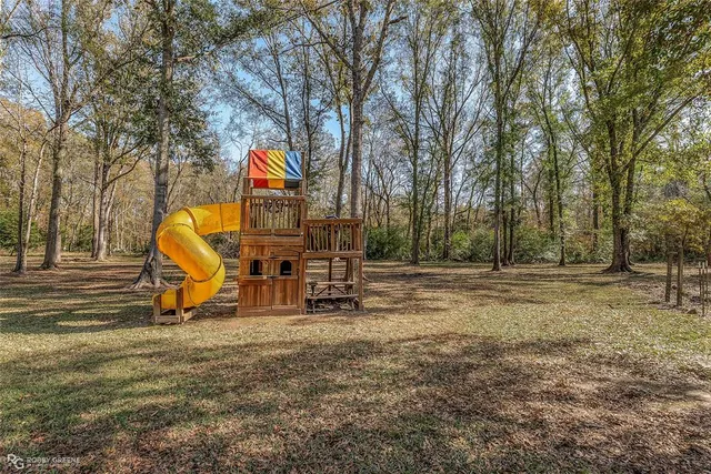 a view of a park with slide