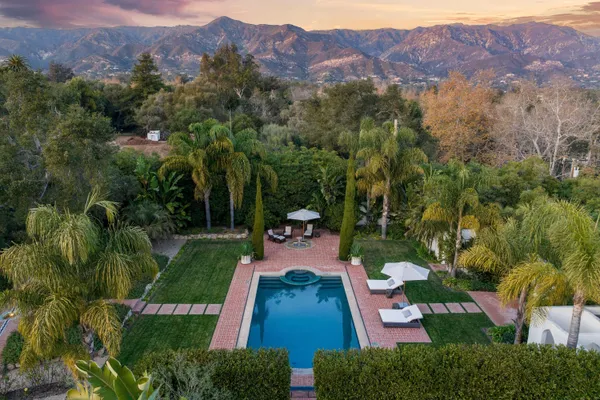 a view of an outdoor space yard and mountain view