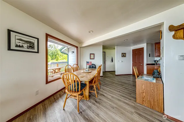 a view of balcony with furniture