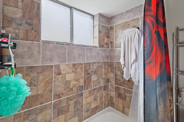 a bathroom with a shower