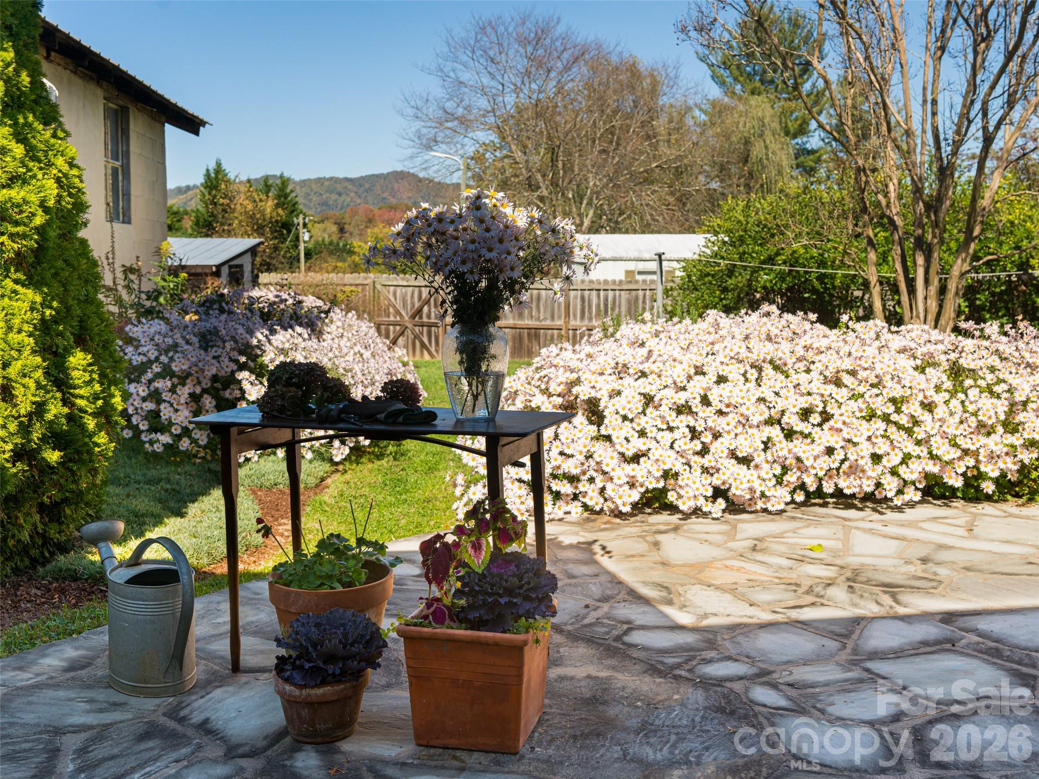 352 Justice Ridge Road Candler, NC 28715 - Photo 38 of 48 a view of a back yard of the house and a garden