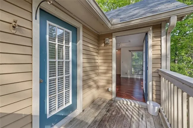 a view of wooden door