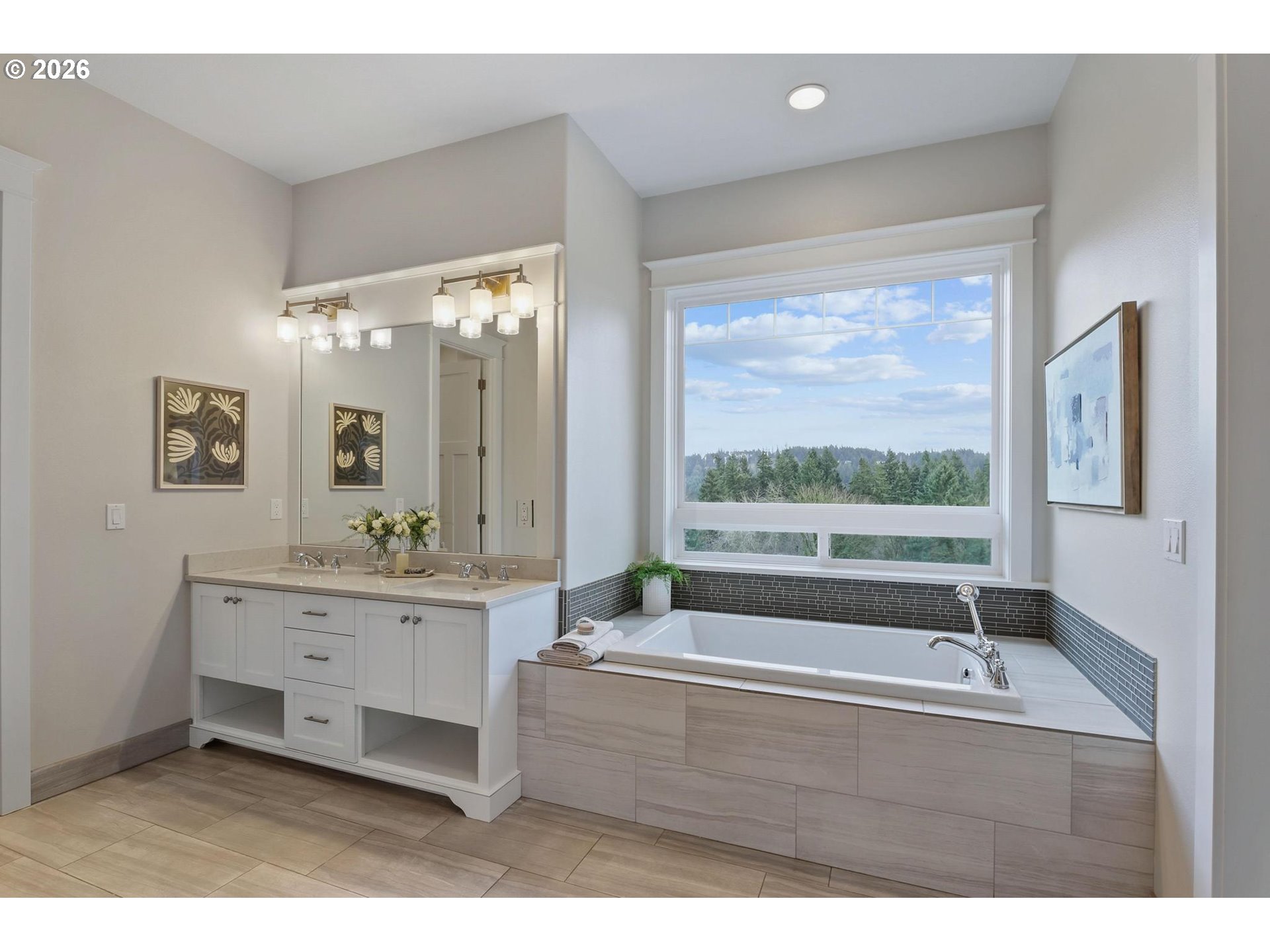 23875 Southwest Newland Road Wilsonville, OR 97070 - Photo 14 of 40 a bathroom with a bathtub sink and mirror