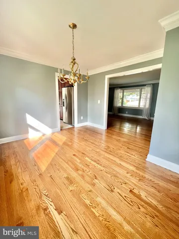 a view of a room with a chandelier