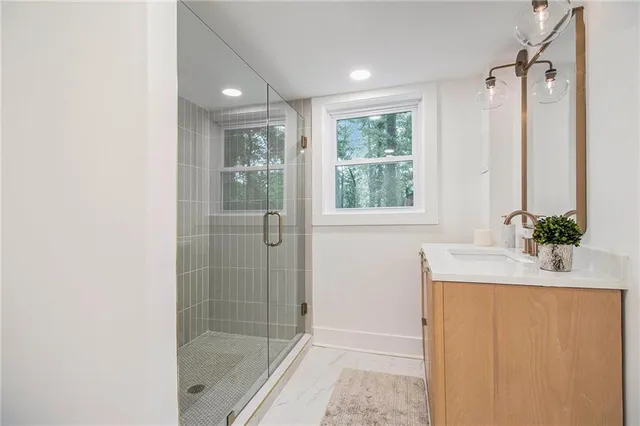 a bathroom with a shower
