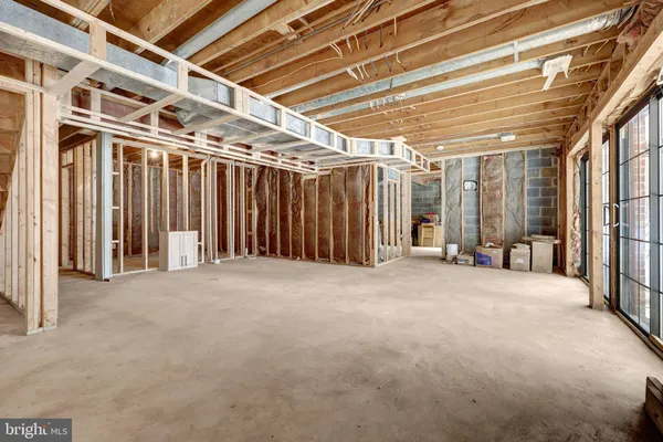 a view of large room with wooden walls