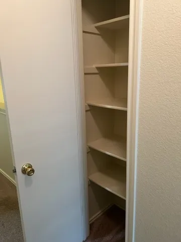 a view of an empty walk in closet