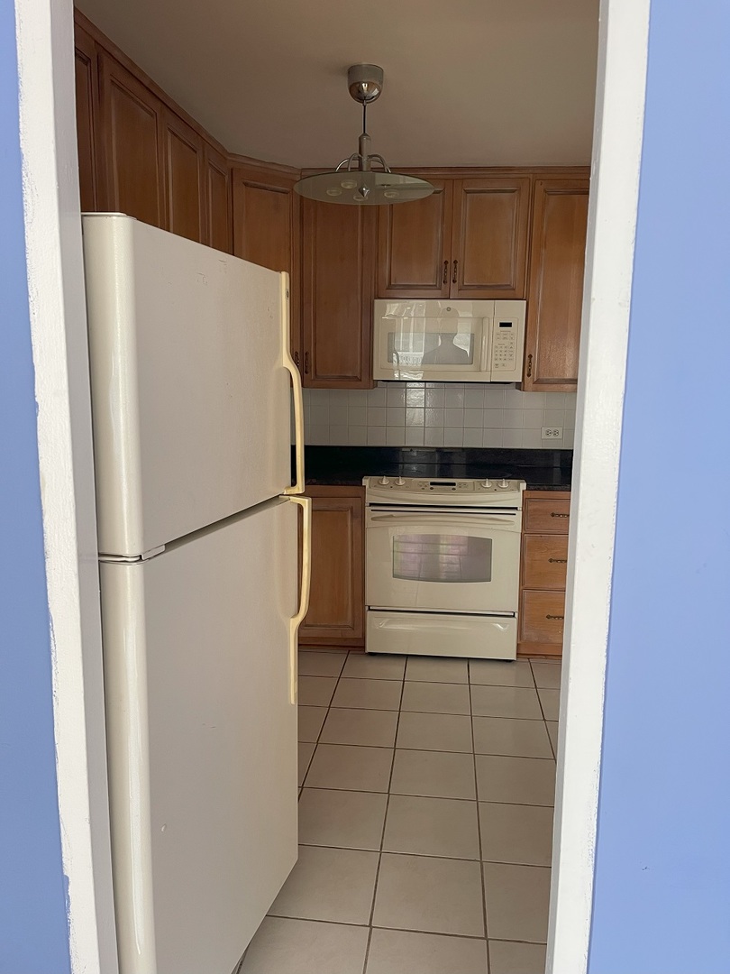 6301 North Sheridan Road, Unit 22F Chicago, IL 60660 - Photo 5 of 11 a white refrigerator freezer and a stove sitting inside of a kitchen