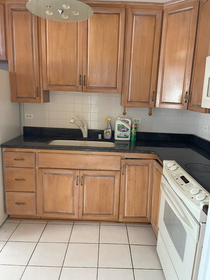 6301 North Sheridan Road, Unit 22F Chicago, IL 60660 - Photo 6 of 11 a kitchen with granite countertop white cabinets and sink