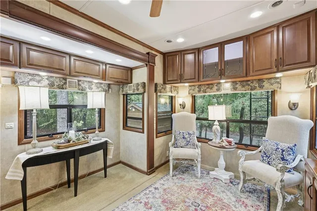 a living room with furniture