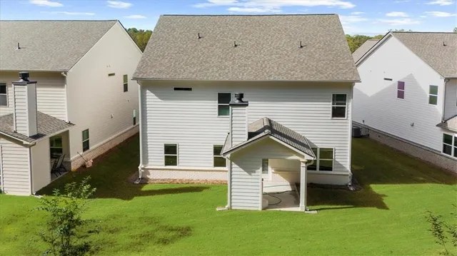 an aerial view of a house