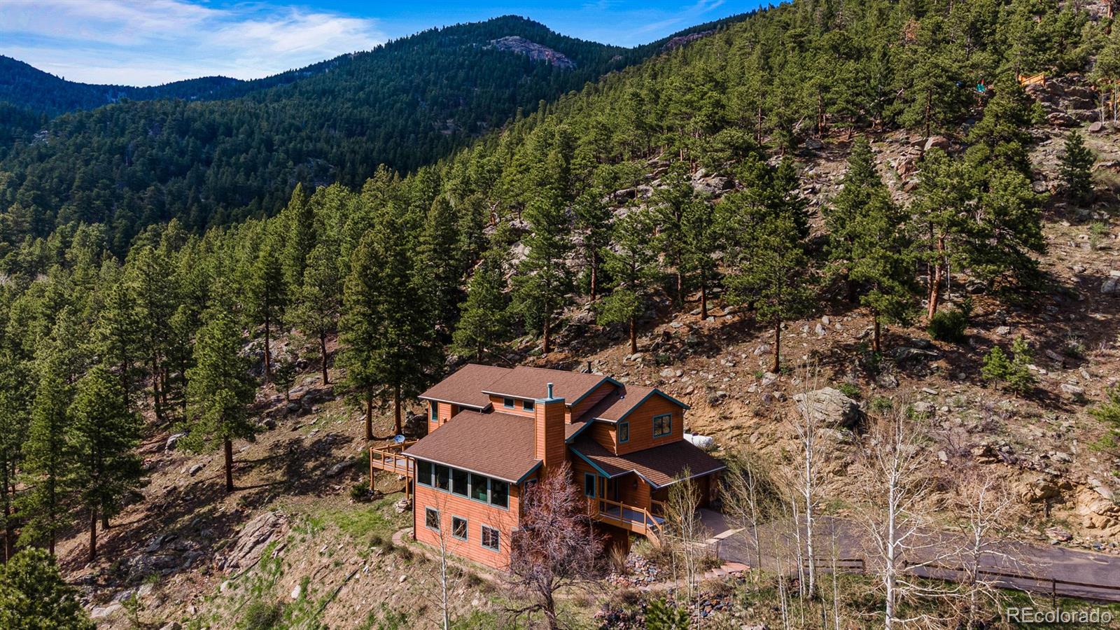 34187 Cactus Drive Evergreen, CO 80439 - Photo 35 of 39 an aerial view of a house with mountain view