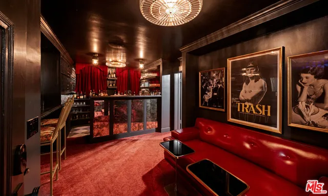 a room with furniture and chandelier