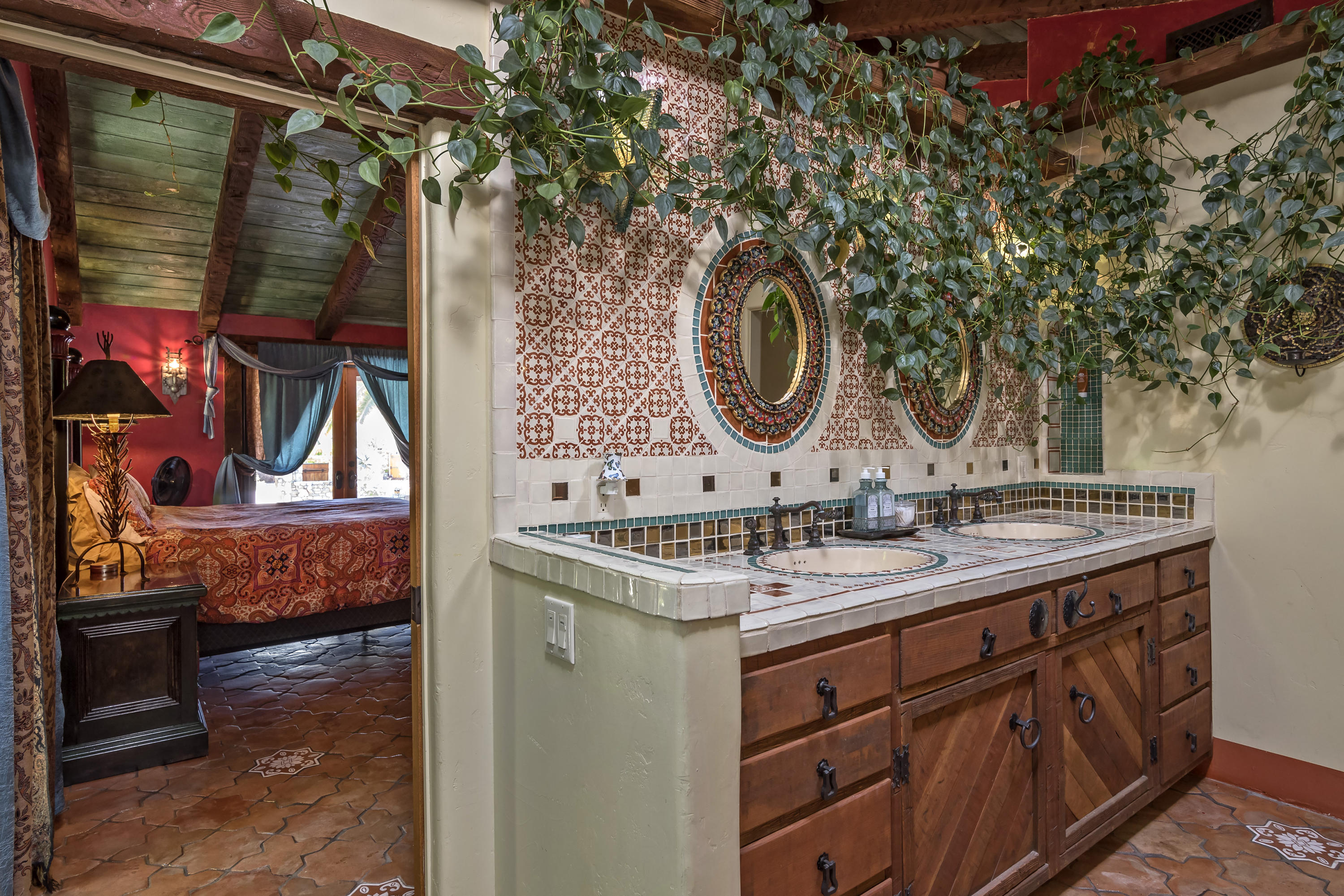 129 Grapevine Road Oak View, CA 93022 - Photo 14 of 24 a bathroom with a sink and a mirror