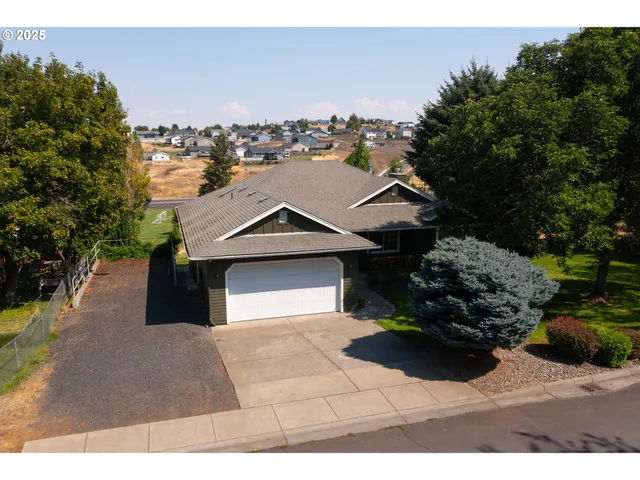 an aerial view of a house