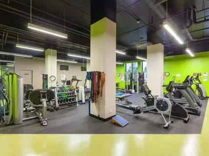 a view of a room with gym equipment