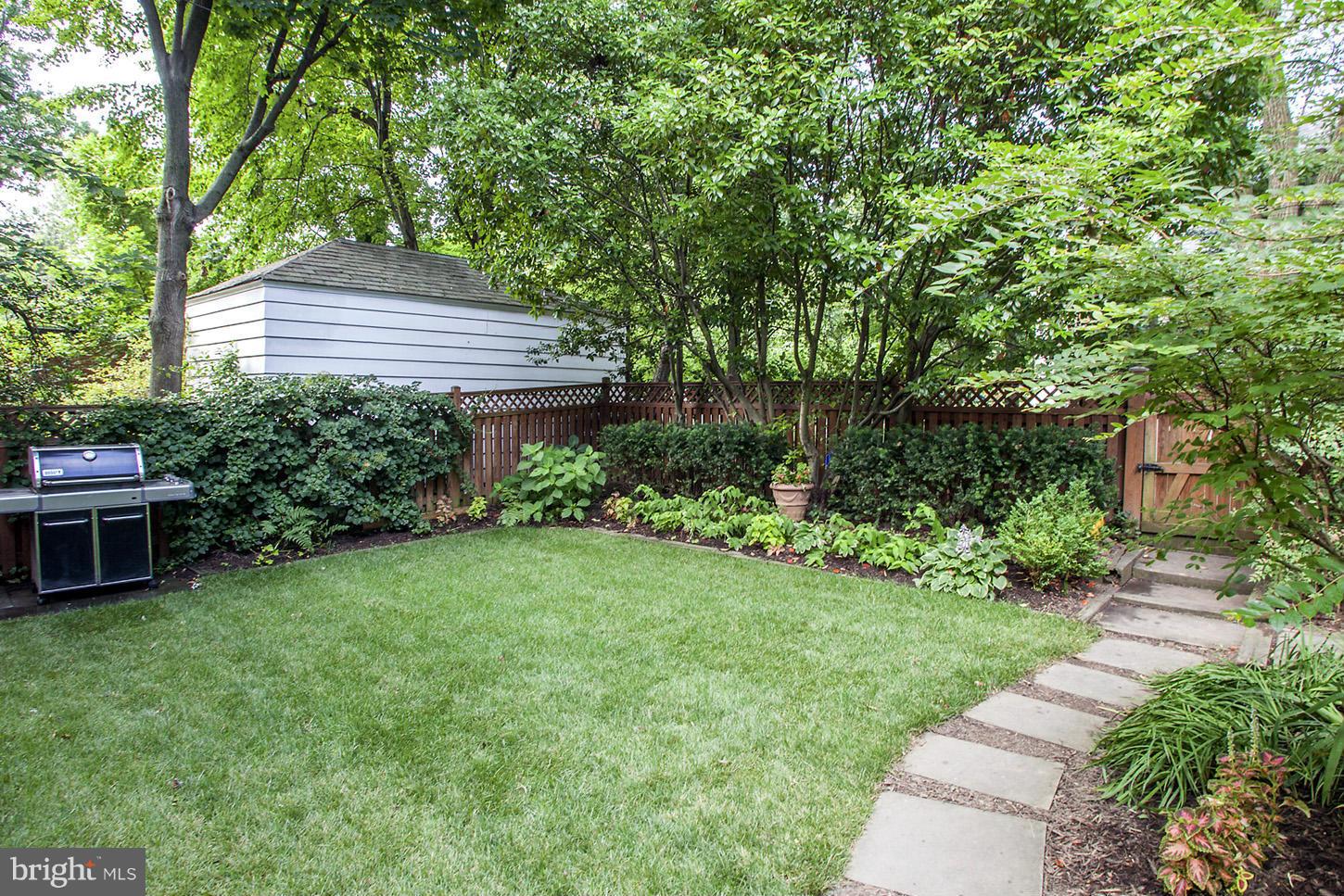 4312 Reno Road Northwest Washington, DC 20008 - Photo 27 of 29 a backyard of a house with plants and large trees