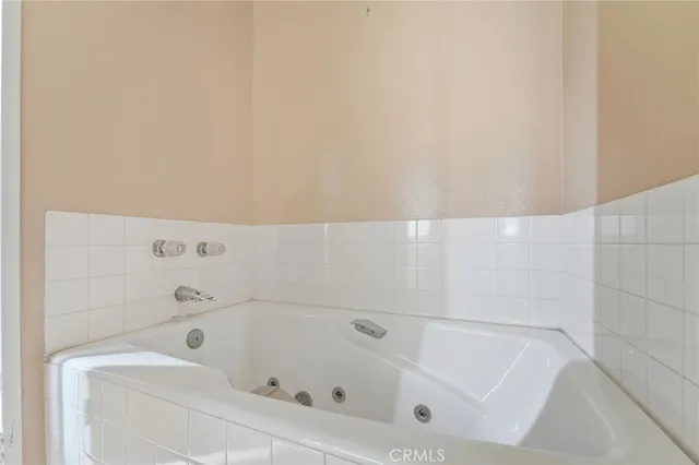 a bathroom with a bathtub