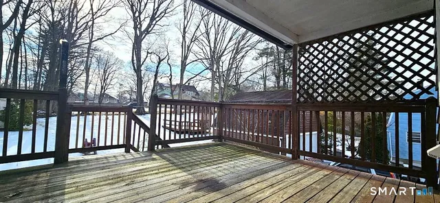 a view of wooden deck