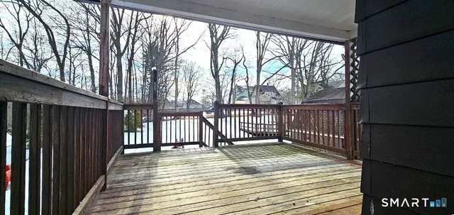 a view of a wooden deck