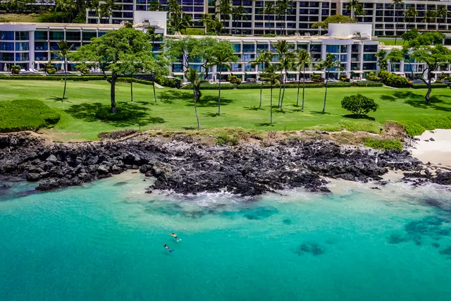 a view of a house with a big yard and large trees