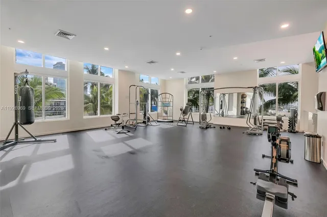 a view of a room with gym equipment