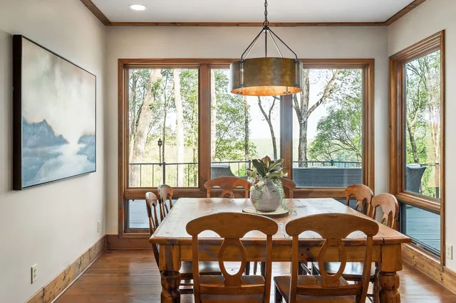 a view of a lake with a city