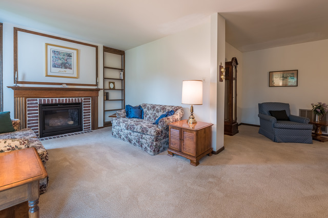 1471 Haverhill Drive, Unit B Wheaton, IL 60189 - Photo 2 of 25 a living room with furniture and a fireplace