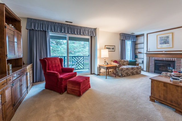 1471 Haverhill Drive, Unit B Wheaton, IL 60189 - Photo 3 of 25 a living room with furniture and a fireplace