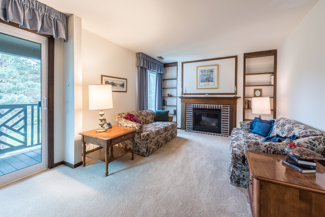 1471 Haverhill Drive, Unit B Wheaton, IL 60189 - Photo 4 of 25 a living room with furniture and a fireplace