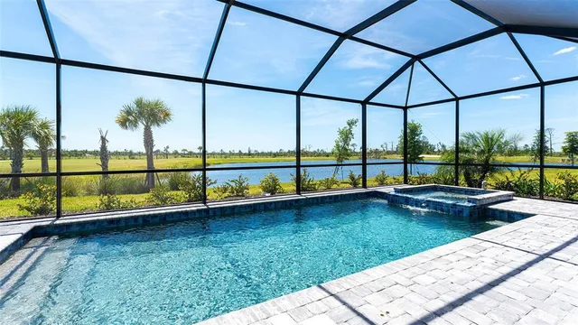 an aerial view of a house with a garden