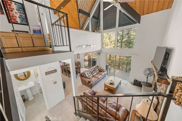 a view of a balcony and furniture