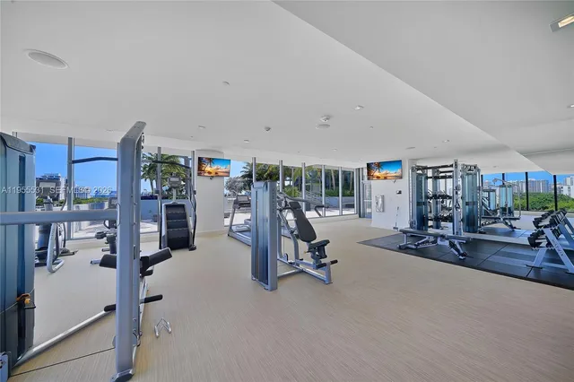 a view of a room with gym equipment