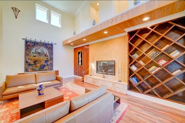 a large kitchen that has a lot of cabinets