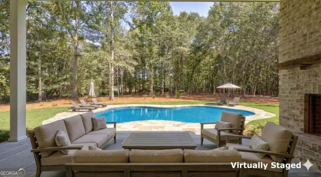 a view of a backyard with a garden