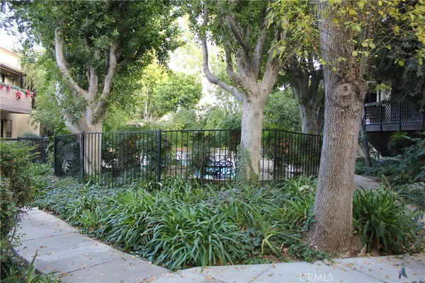 a view of a garden from a garden