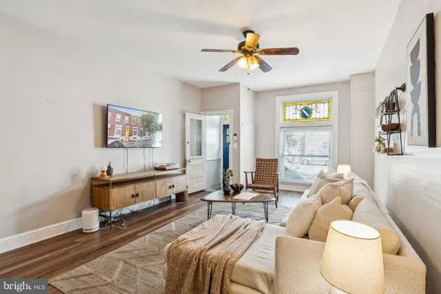 a living room with furniture