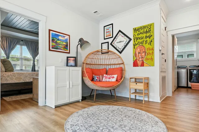 a bathroom with a double vanity sink and mirror